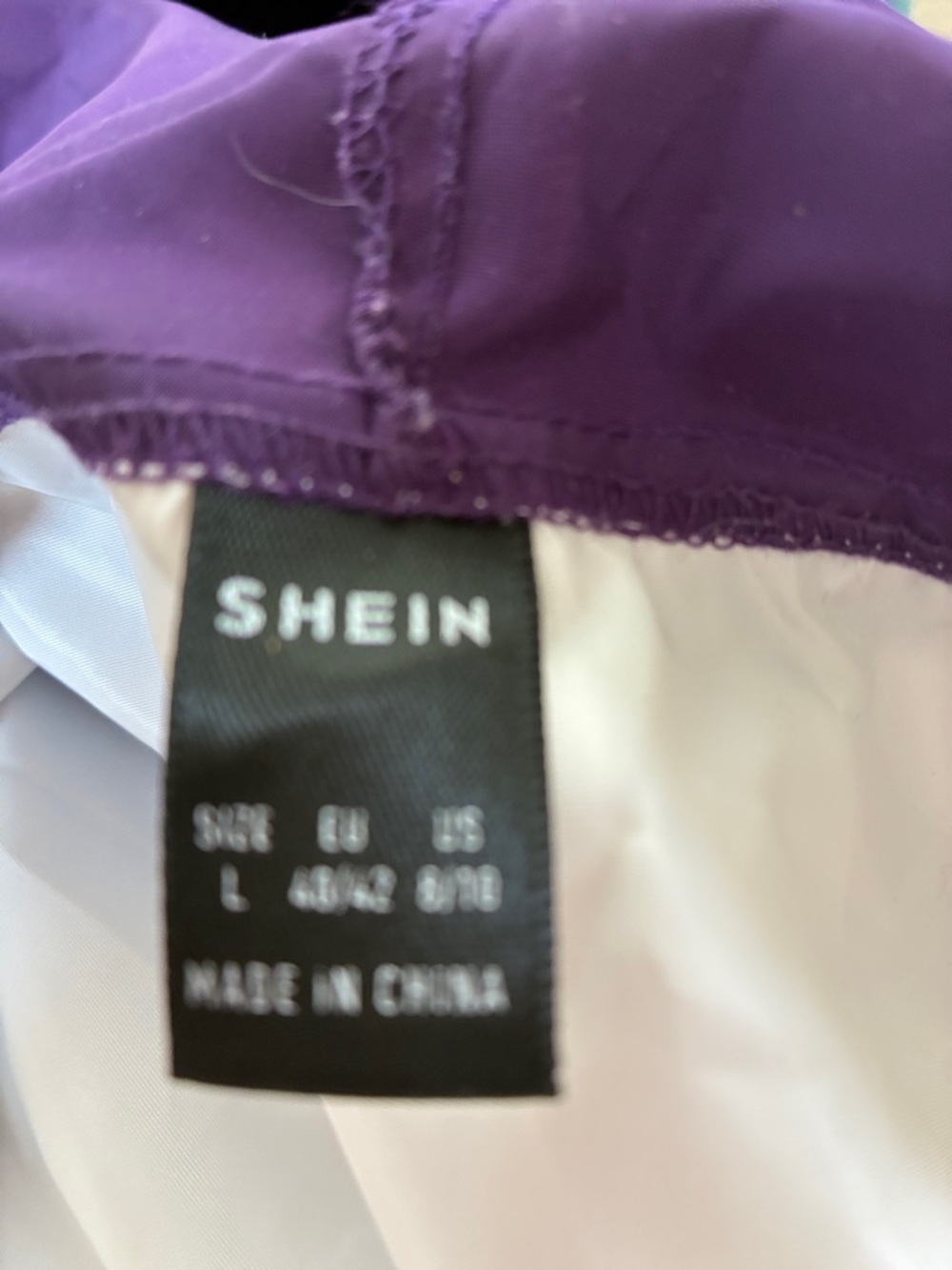 Women's Purple & White Windbreaker Jacket with Hood Sz L - Picture 4 of 5